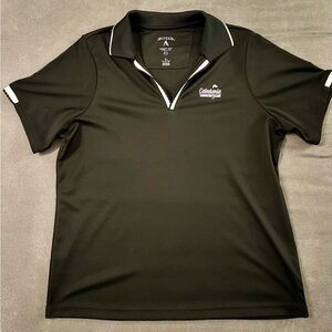 Antigua Black Polo Shirt with White Accents